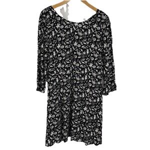 Gap Womens‎ Mini Dress 16 Black Classic Fit & Flare Dark Floral Boho Cottagecore